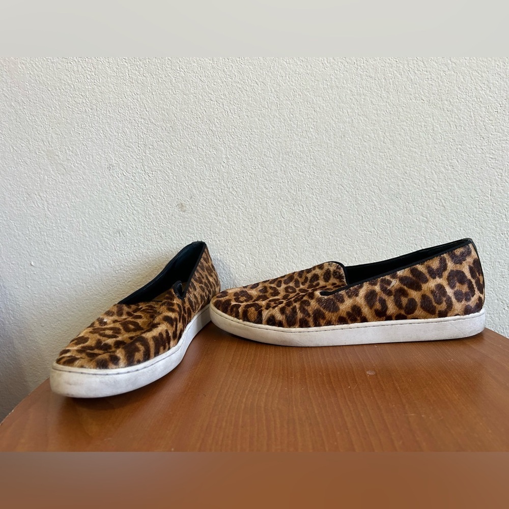 Birdies The Swift Leopard Calf Hair Slip On Loafer Sneakers Women's Size 8 Brown